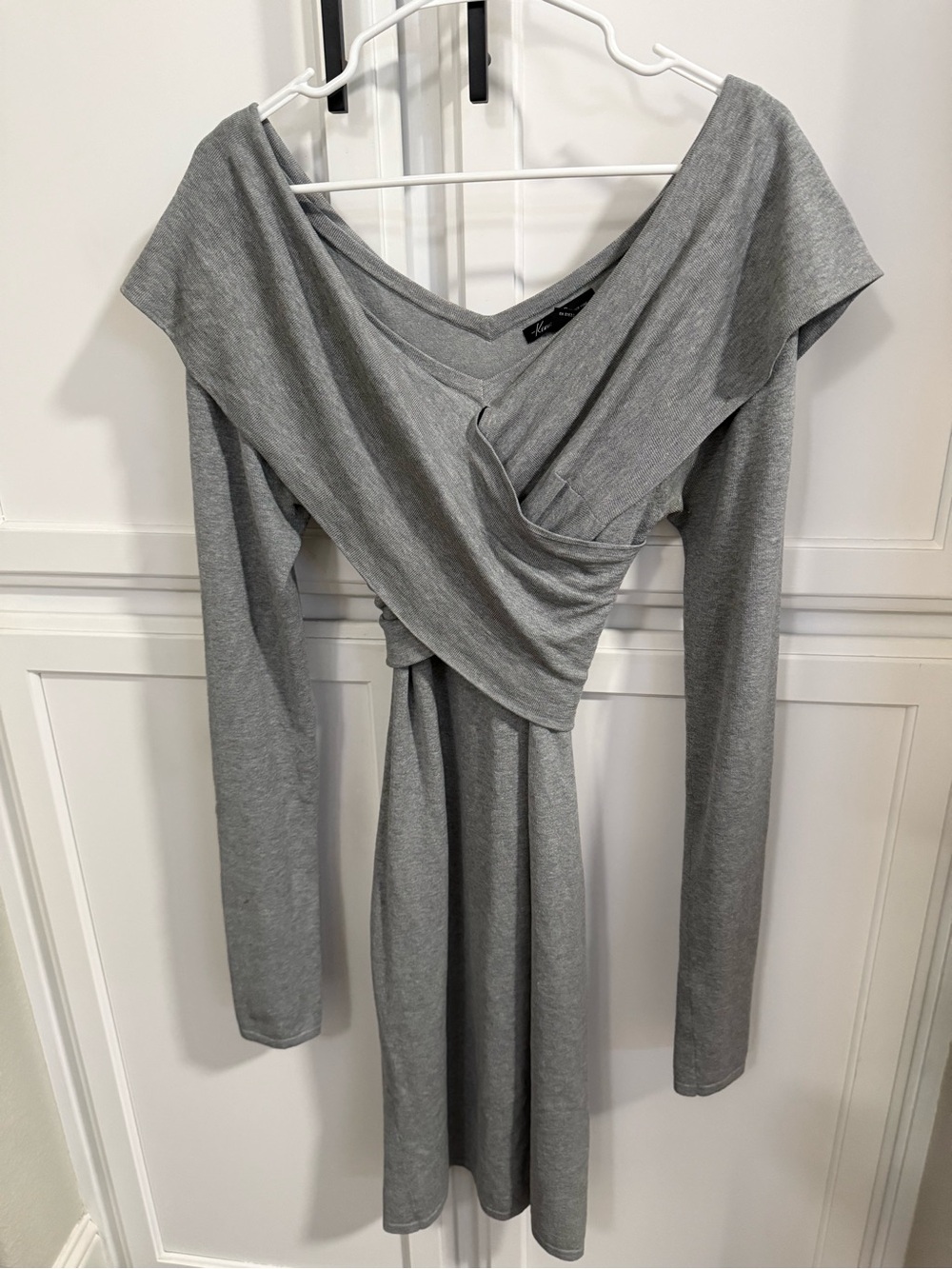 Kenneth Cole Heather Grey Long Sleeve Wrap Dress